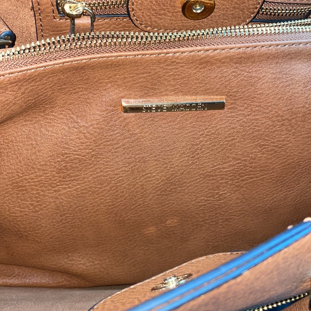 NWOT Steve Madden Tan Leather Handbag - Picture 3 of 9